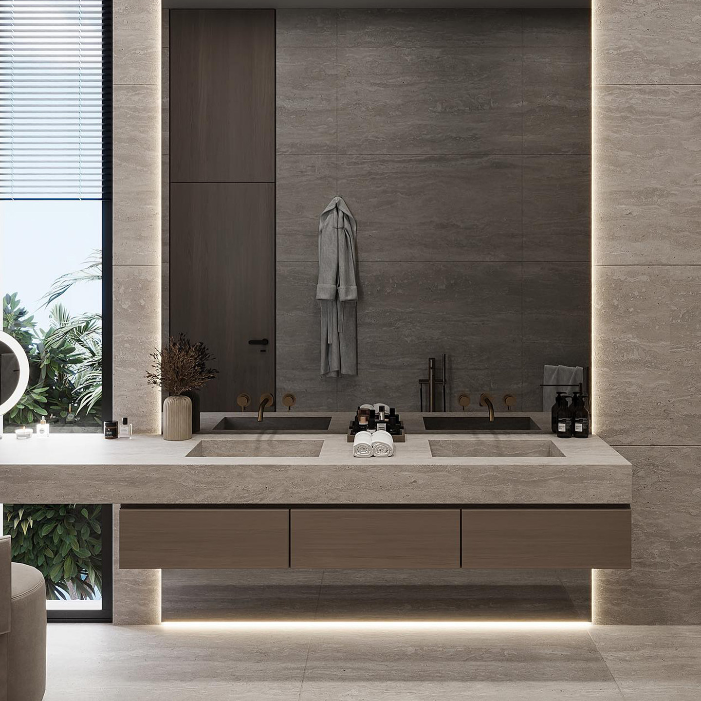 极简岩板无缝浴室柜梳妆台一体定制卫生间洗漱洗手脸盆化妆台组合,家装主材,浴室柜组合,淘宝优惠券,粉丝福利购,淘宝优惠卷