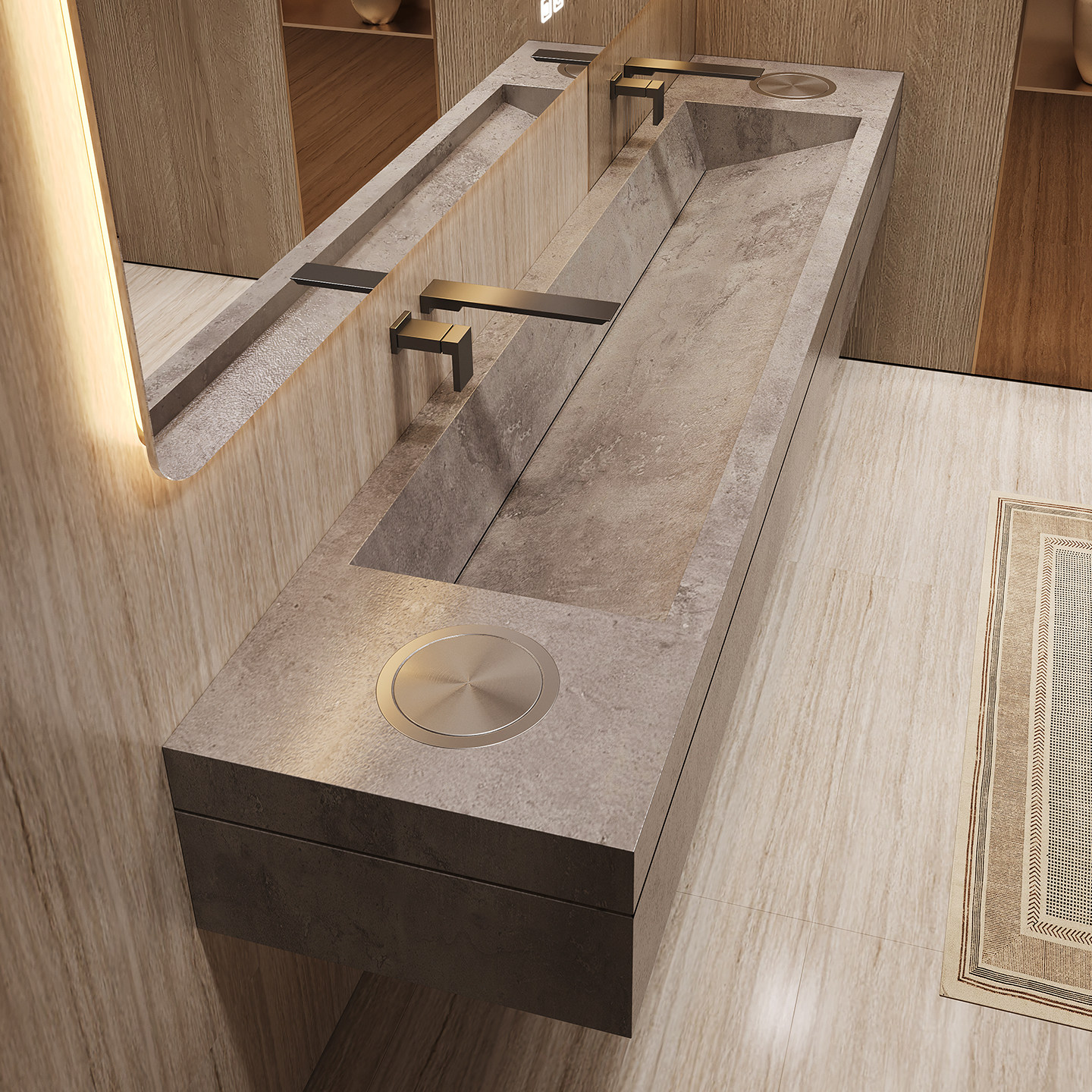 岩板浴室柜定制无缝一体大单盆酒店风轻奢高端洗手台洗漱池洗脸盆,家装主材,浴室柜组合,淘宝优惠券,粉丝福利购,淘宝优惠卷