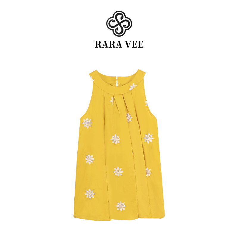 RARA VEE 无袖挂脖绣花背心慵懒上衣女韩系度假风书欣同款07189