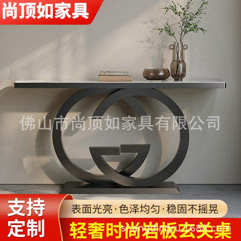 轻奢时尚岩板玄关桌现货意式极简岩板玄关台大堂入户玄关桌直销
