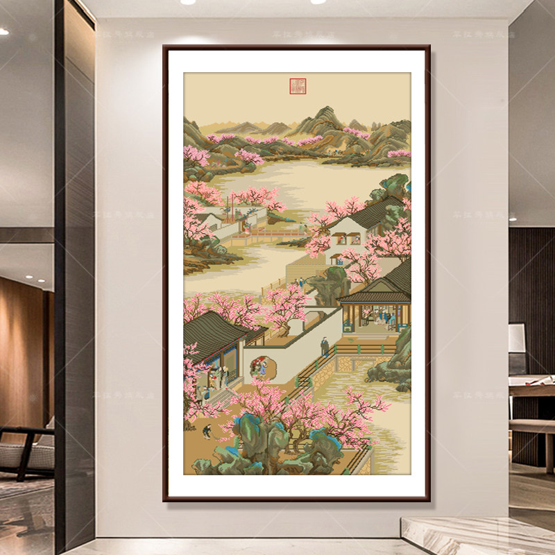 ?新中式风景套件雍正十二月十字绣2025新款客厅风景名画手工