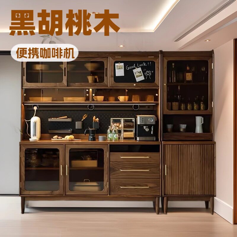 黑胡桃木日式轻奢酒柜餐边柜