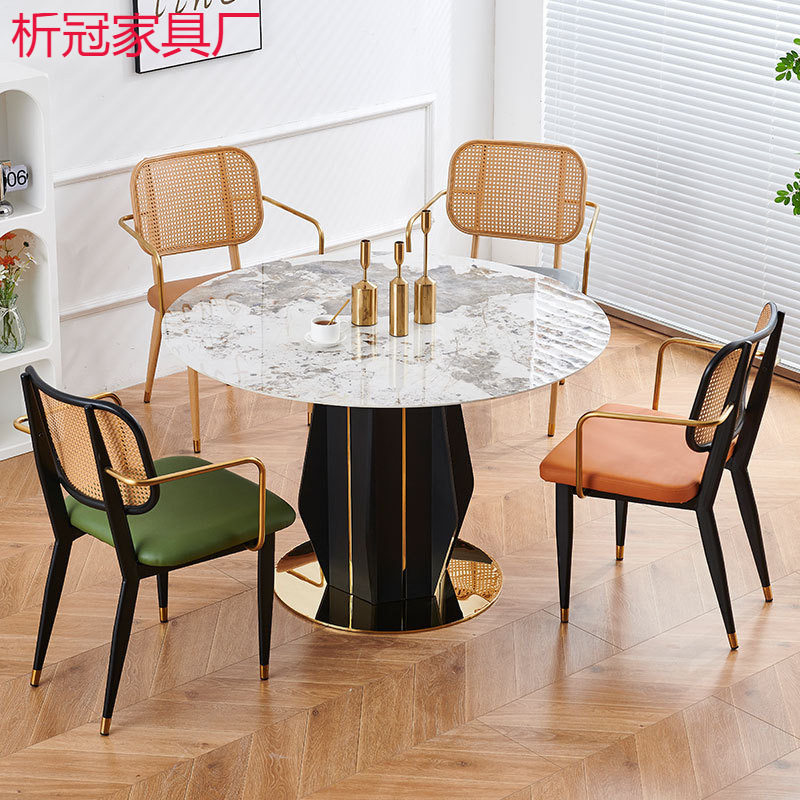 北欧轻奢铁艺藤编餐椅家用批发