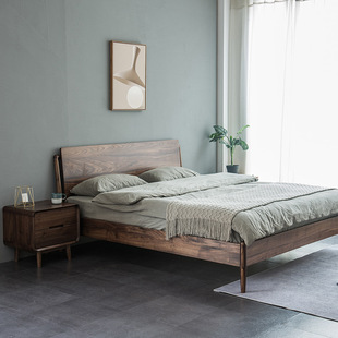 全实木床1.8米1.5卧室家具北欧橡木双人床现代简约