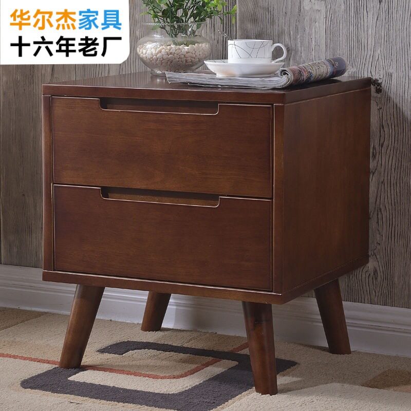 北欧原木床头柜抽屉式收纳