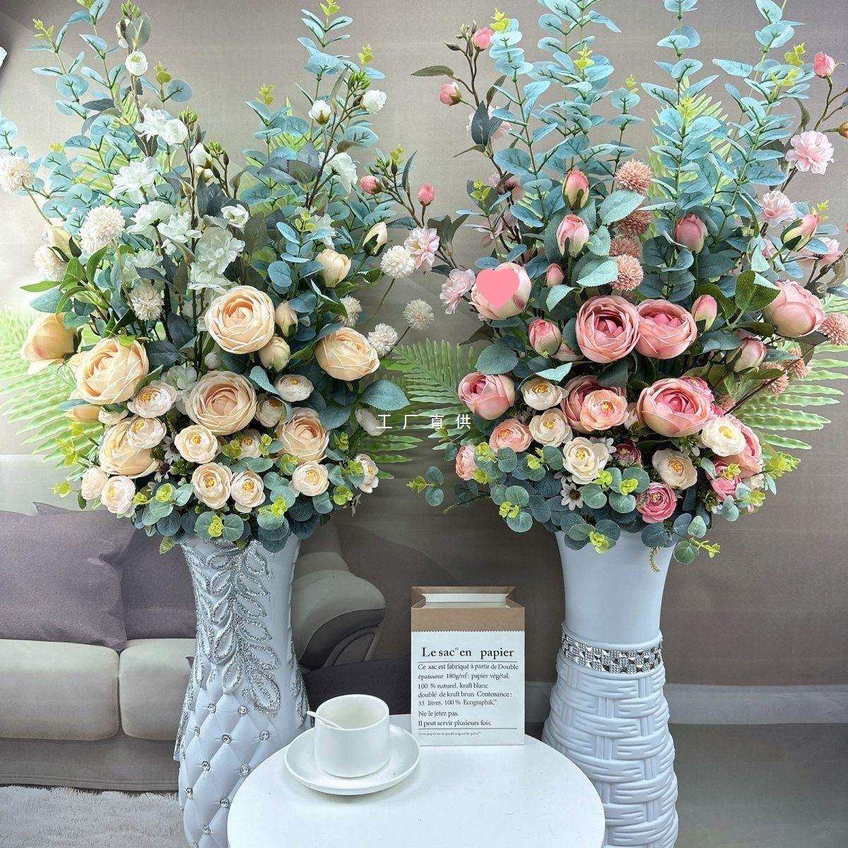 落地假花玫瑰花束客厅摆放花装饰绢花婚庆酒店花艺插花花