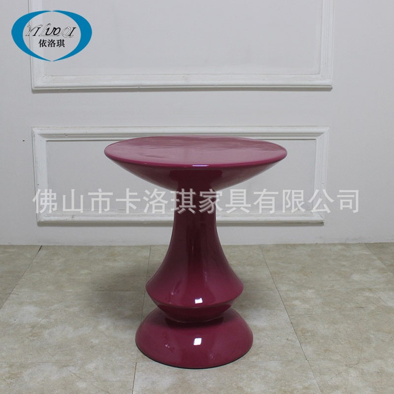 北欧轻奢玻璃钢可移动圆茶几