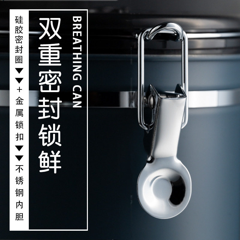 A5L烨微咖咖啡豆密封罐不锈钢咖啡粉保存罐单项排气阀养豆呼吸