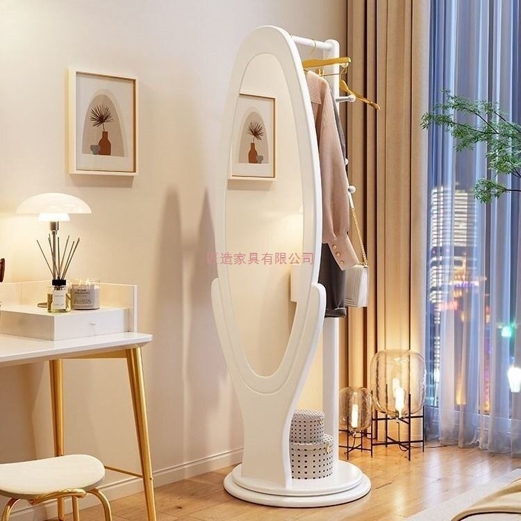 便携可旋转落地全身镜衣帽架