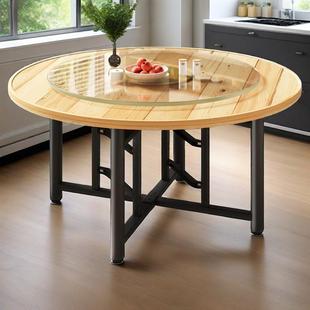 餐桌大圆桌12人家用可折叠带转盘客厅加固饭桌圆台面大圆餐桌实木