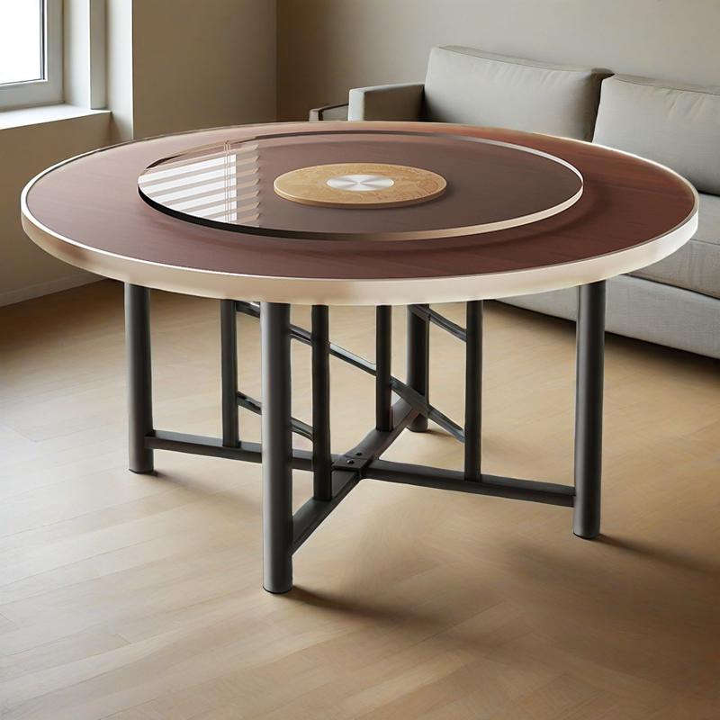 实木大圆桌家用带转盘酒店小户型吃饭桌子可折叠饭店圆形餐桌面