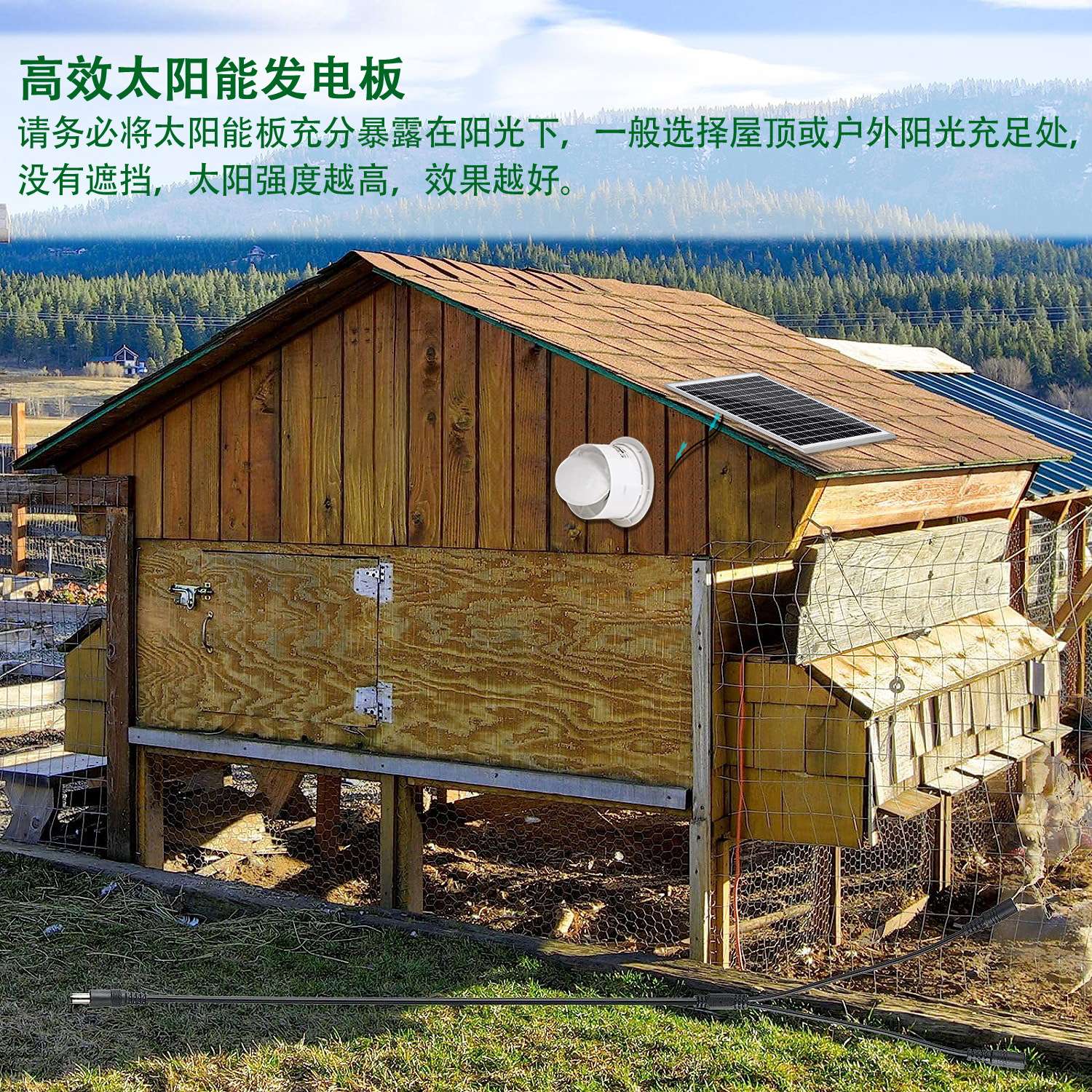 直流太阳能12V圆形排气扇厨房家用窗式墙壁强力抽风机卫生间换气