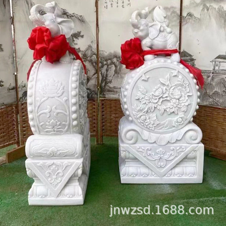 仿古石头门鼓图片大全及生产厂家 古代石器门枕多少钱一对