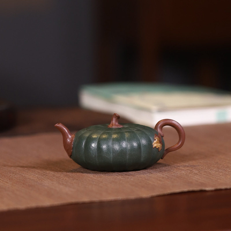 宜兴纯手工仿生器黄龙山原矿段泥粉浆紫砂壶 南瓜壶茶壶茶具100ml