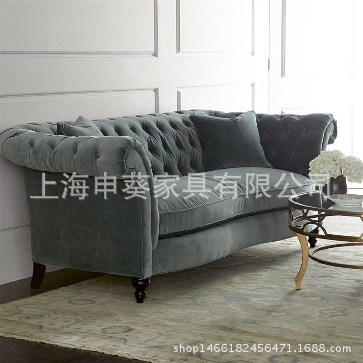 美式乡村棉布软包可拆洗沙发椅