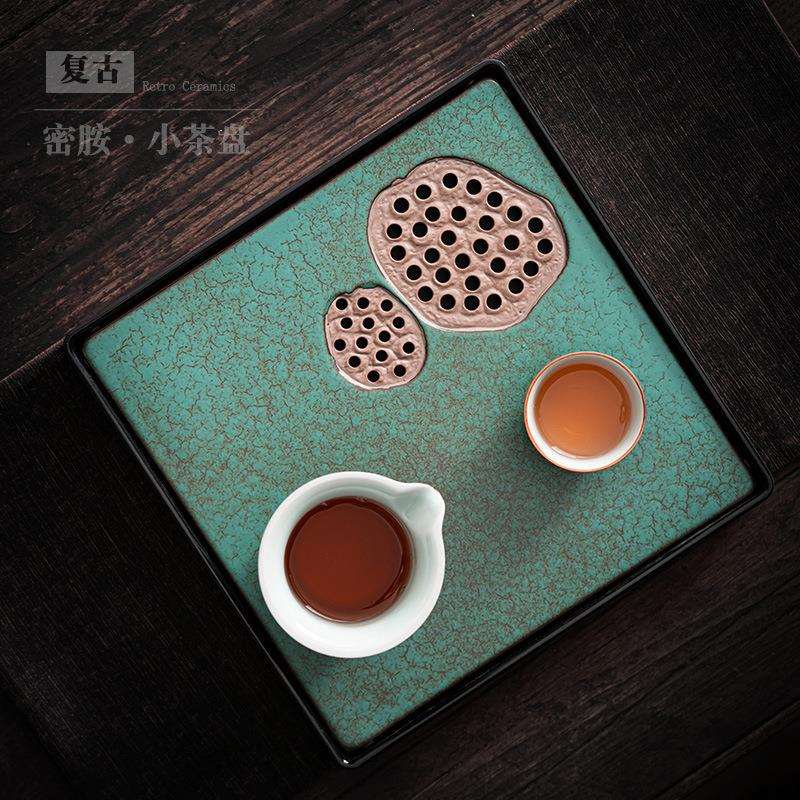 中式家用茶盘陶瓷简约中式小茶台复古茶托盘茶海密胺储水式干泡盘