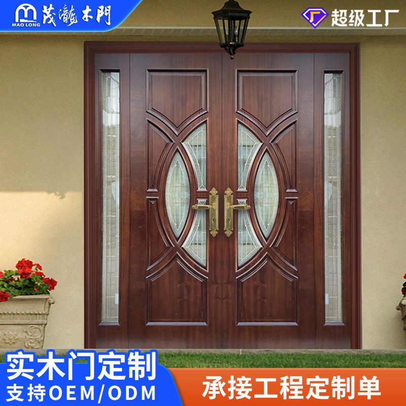 沙比利木入户门防盗门厂家安全隔音复合实木门家用大门双开门直销