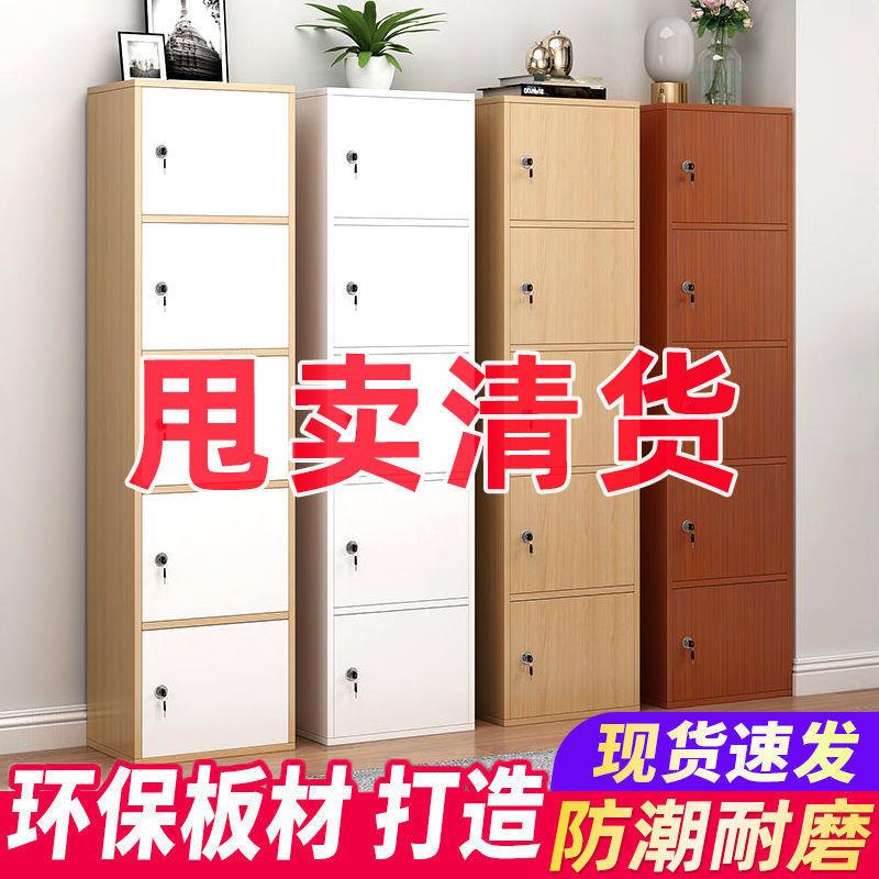 收纳柜子书架卧室小柜子书柜带门置物架落地多层简易厂桌上储物柜