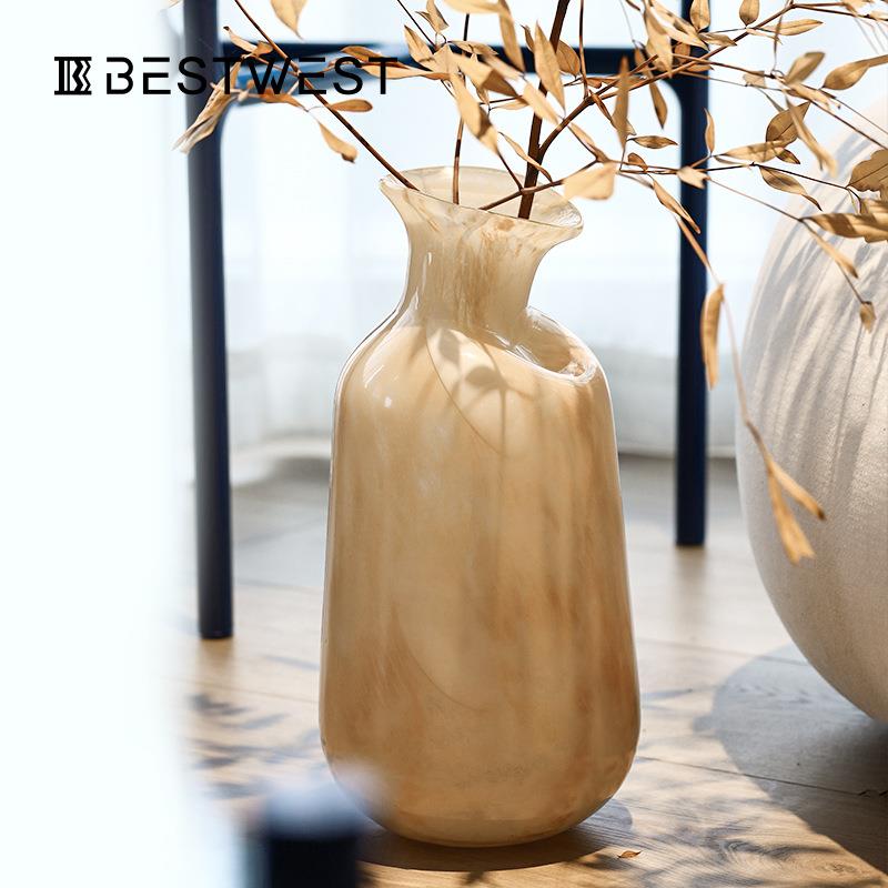 Bestwest中古水培玻璃花瓶摆件家居ins风高级感装饰品插花花器