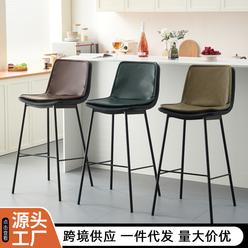 软包双层工业轻奢靠背吧椅
