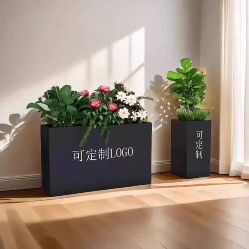 隔断户外不锈钢花箱圆形花盆市政商业街金属花坛售楼部室外花槽