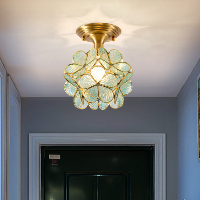 现代简约花瓣吊灯创意花型气泡吸顶灯全铜日式花瓣吊灯网红床头灯图片