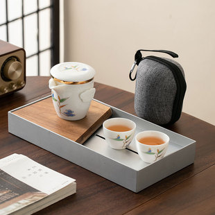 户外游便携式 一壶二杯 快客杯宝藏旅行好物羊脂玉白瓷茶具高档套装