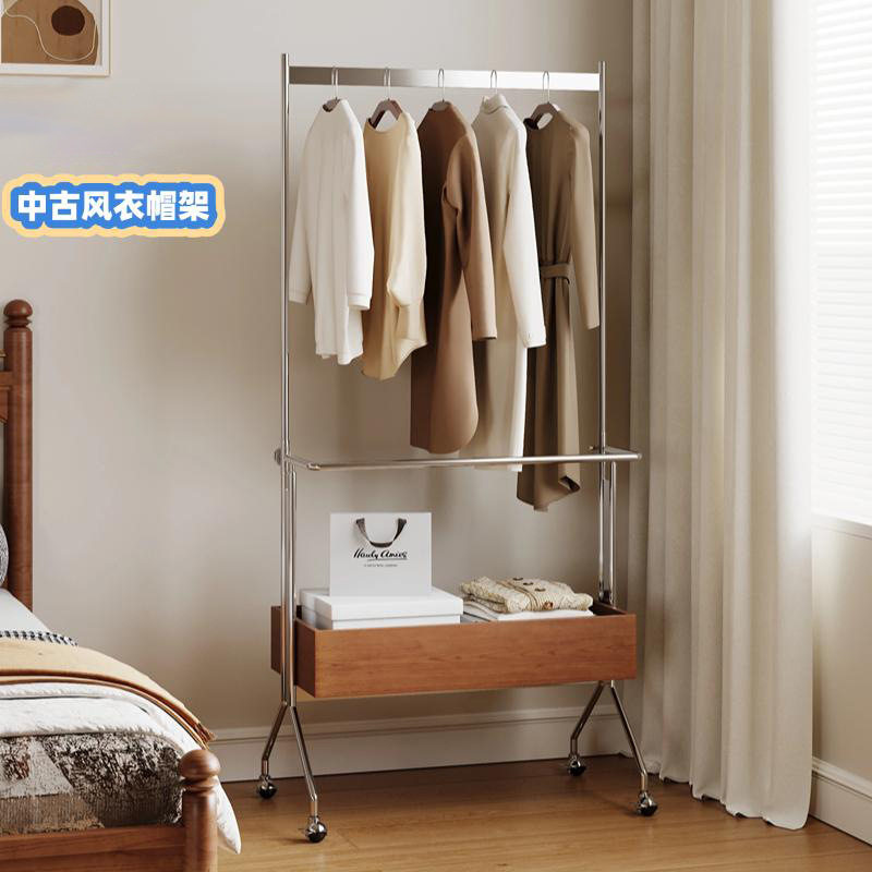 中古不锈钢挂衣架衣帽落地可移动收纳衣帽架艺术高档家用卧室衣架