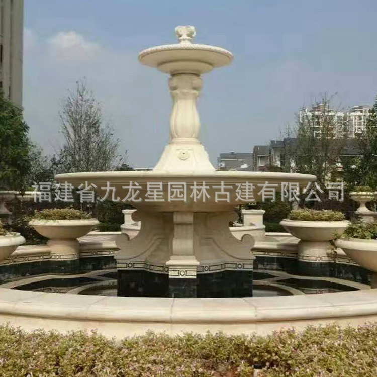 大型石雕景观喷泉流水摆件庭院别墅山水石头室外景观流水雕塑