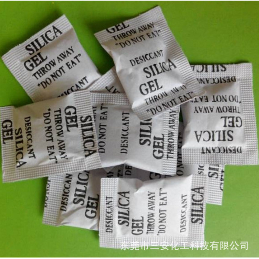 1克英文版硅胶干燥剂；深圳1克复合纸干燥剂，1克无纺布防潮珠
