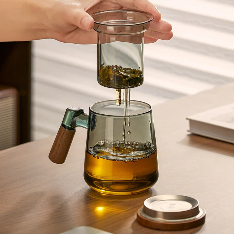 日式玻璃泡茶杯茶水分离耐高温水杯男女士办公室个人家用茶道杯子