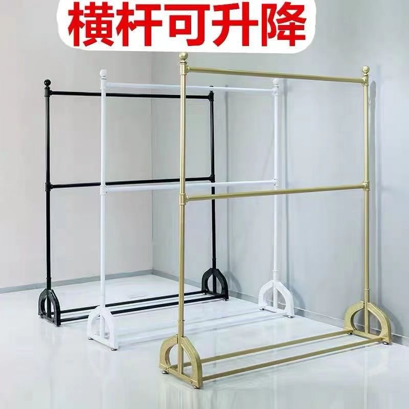 服装店展示双杆落地铁艺衣架