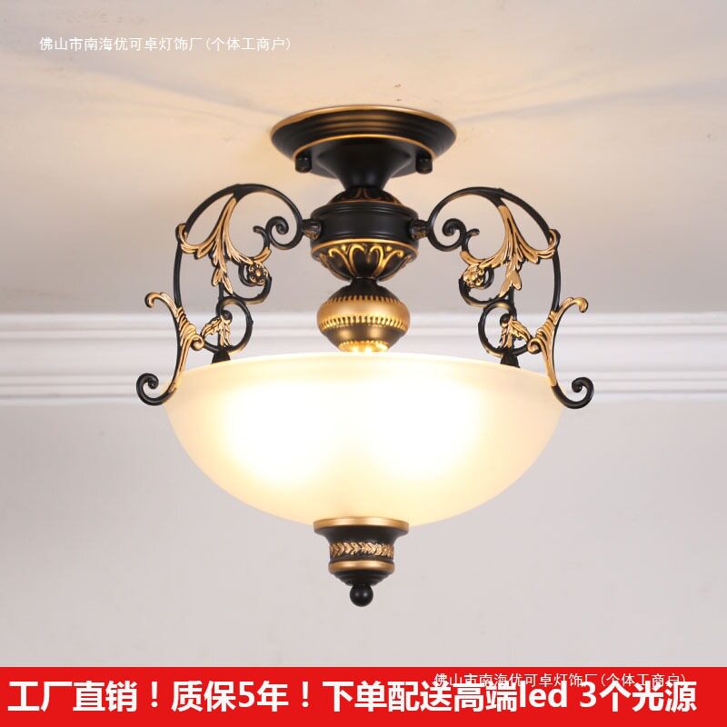 欧式复古半吸顶工程灯具
