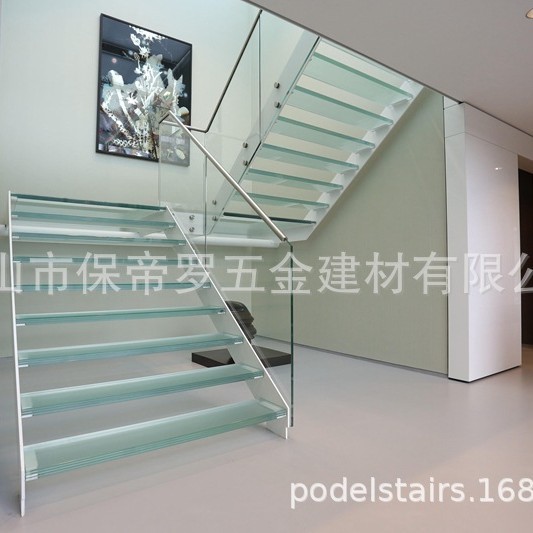 钢化玻璃不锈钢槽管楼梯护栏