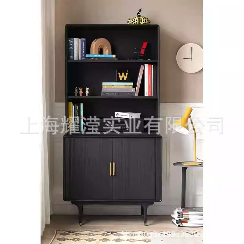 北欧中古工业风橡木风琴门书柜