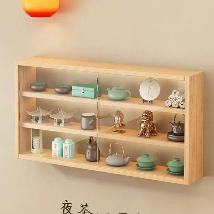 定制实木格子防尘手办展示柜门