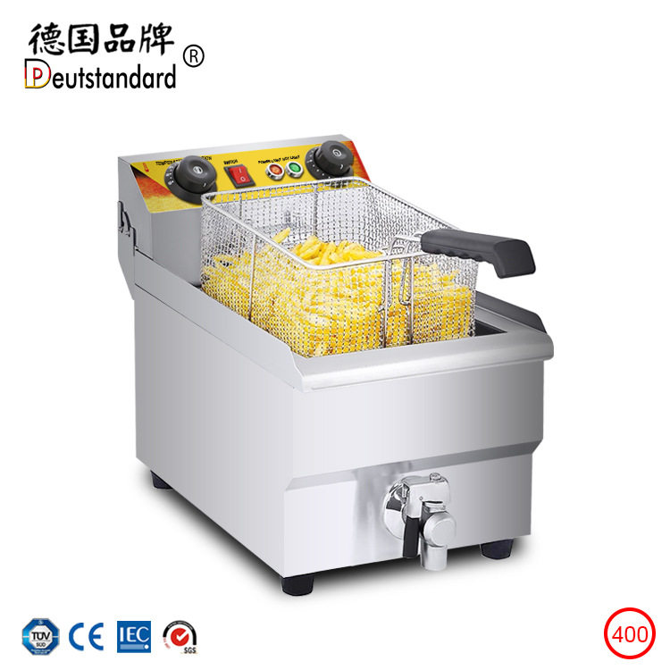11L油炸锅商用单缸油炸机炸鸡米花薯条机器设备大容量电炸炉 摆摊