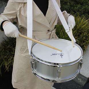 LADE14寸小军鼓银色小队鼓送背带鼓棒行进鼓学生成人少先队小军鼓