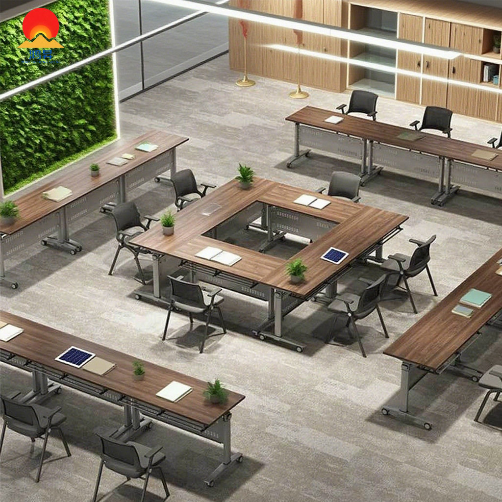 培训折叠桌可拼接移动长条会议桌椅组合办公职员双人折叠办公桌