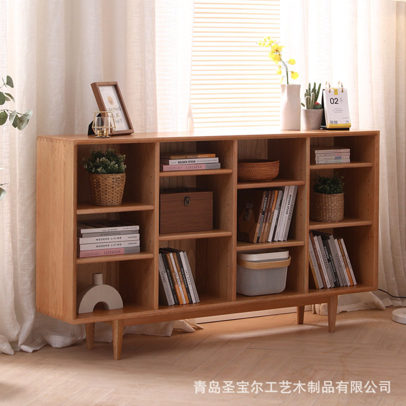 全实木日式简约落地书架