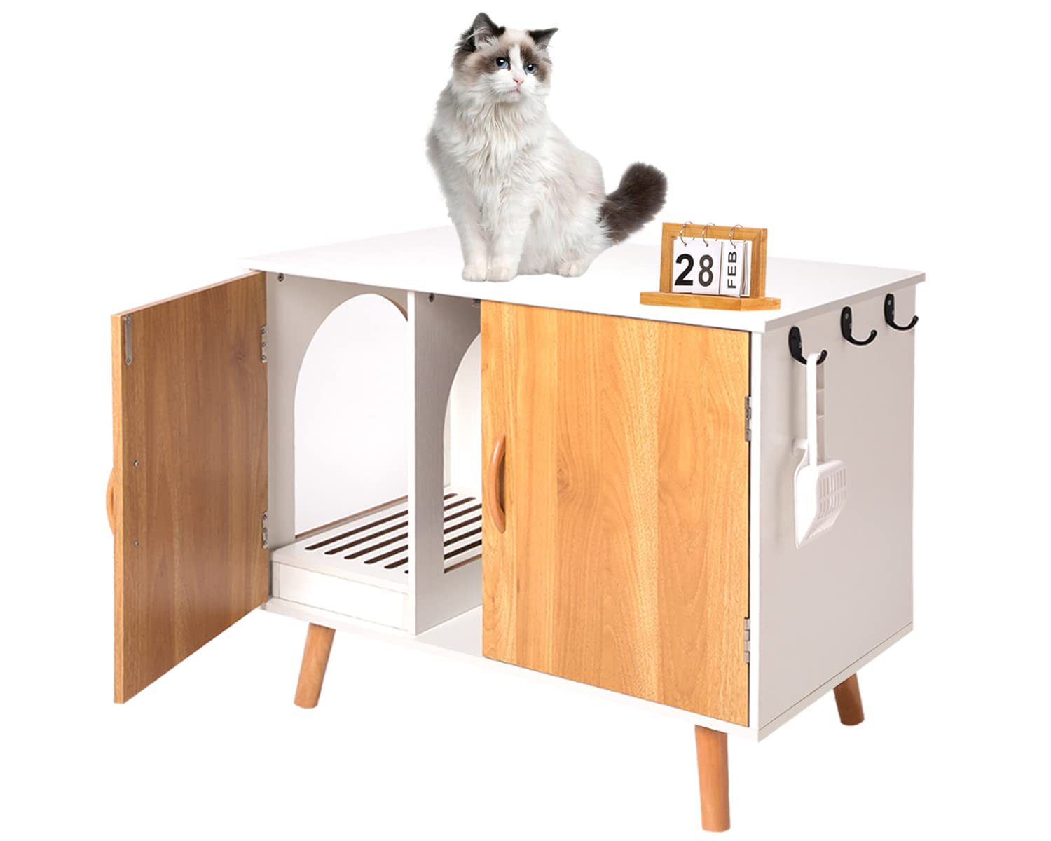 宠物柜 隐藏式猫砂盒家具,猫砂盒外壳,现代木制室内猫盥洗室