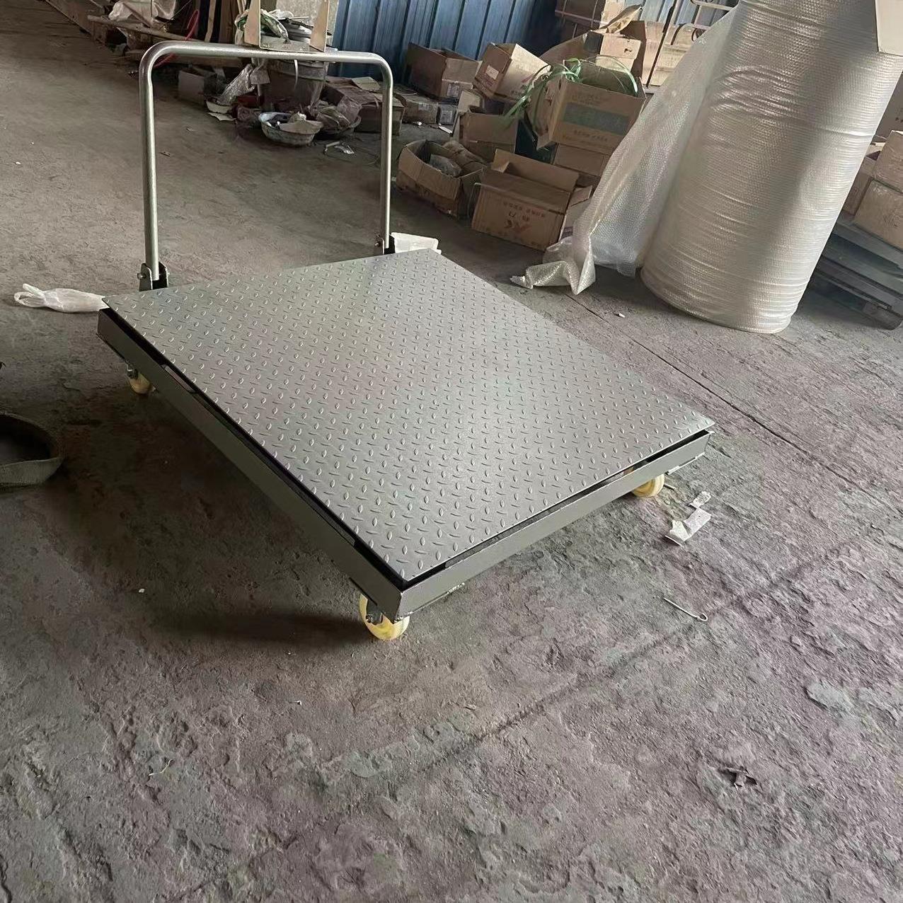 手推式可移动电子地磅1吨仓库用带手把带滚轮可移动电子平台秤2吨