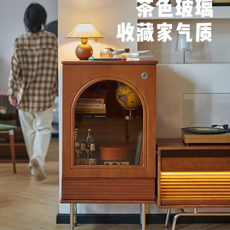 北欧实木小边柜电视柜边柜复古立柜客厅沙发储物柜玄关收纳柜