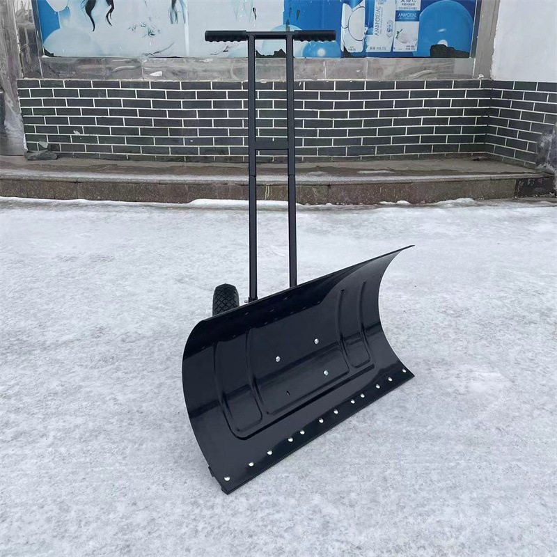 冬季路面除雪铲冰推雪铲双杆加厚轮式推雪铲轻便小型家用铲雪神器