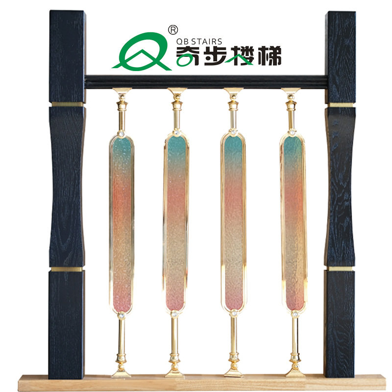 轻奢铝镁合金电镀玻璃扶手立柱