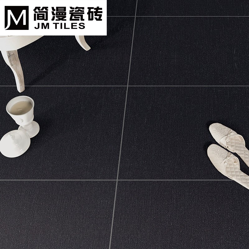 复古黑色瓷砖仿古砖通体仿布纹 防滑600卫生间阳台工程地板砖墙砖