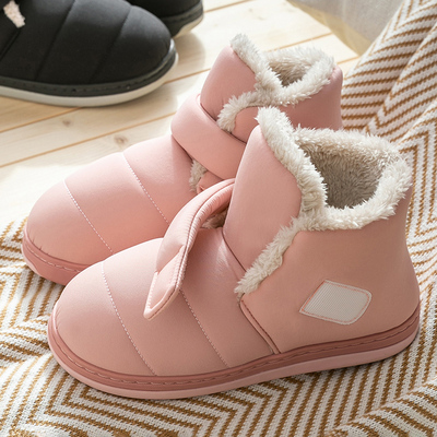 棉拖鞋女冬季保暖防滑棉鞋居家用厚底家居室内包跟情侣.秋冬月子