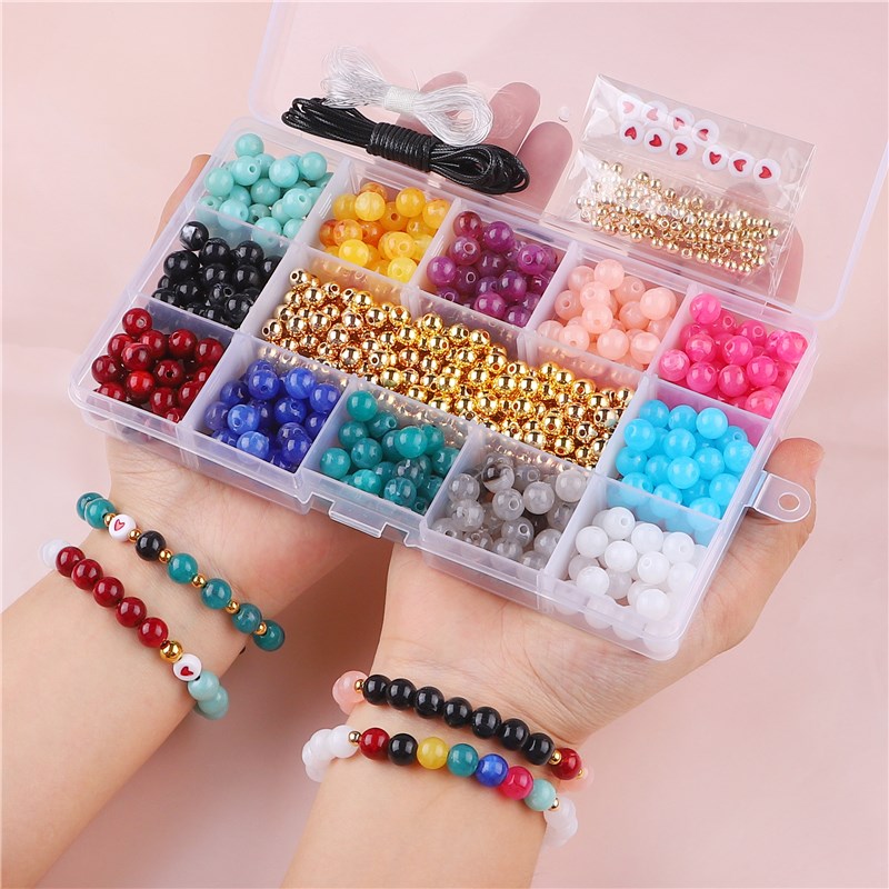 15格套装亚克力字母手链珠子散珠儿童串珠手工diy材料包饰品配件