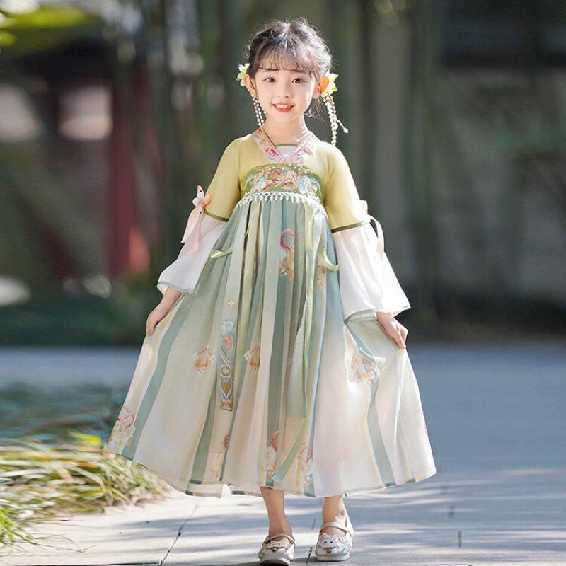 儿童汉服女童春夏季新款小女孩子古装襦裙超仙中国风连衣裙表演服