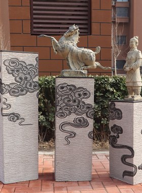 梦古祥云柱中式展示柱家居茶室玄关客G厅庭院仿古落地装饰复古摆